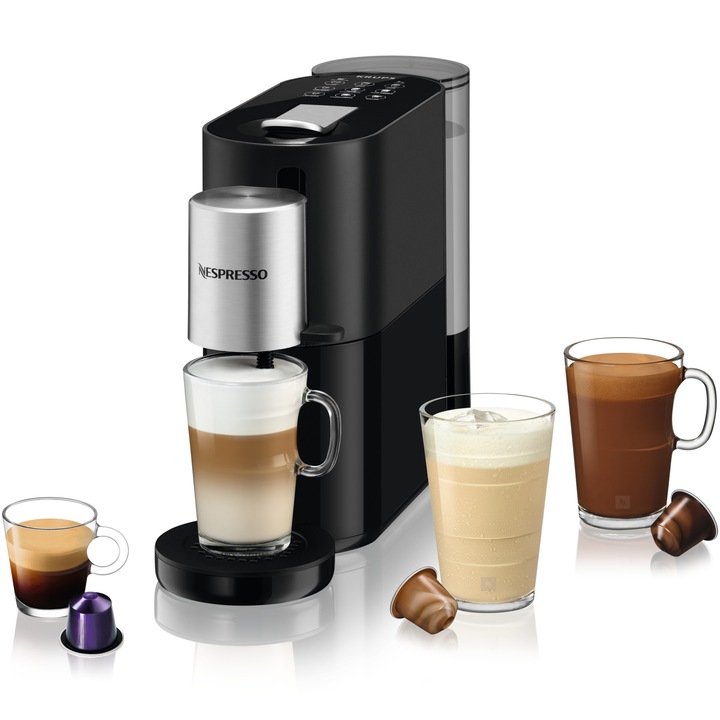 Еспресо машина Nespresso S85-EU-BK-NE Atelier by Krups, 19 бара, 1500W, Иновативна система за разпенване на мляко, Черен