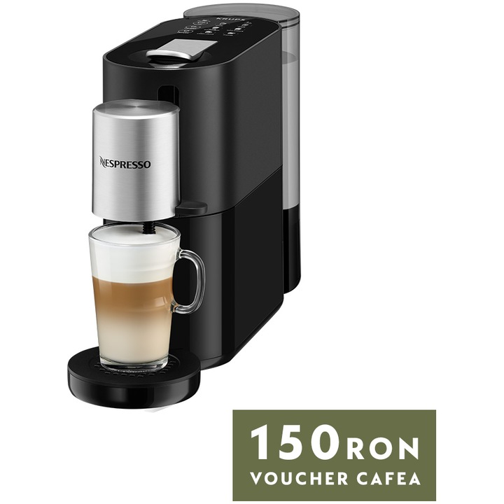 Espressor Nespresso Krups Atelier XN890831, 1500W, 19 Bar, Sistem de spumare a laptelui, 1L, Negru + set capsule degustare