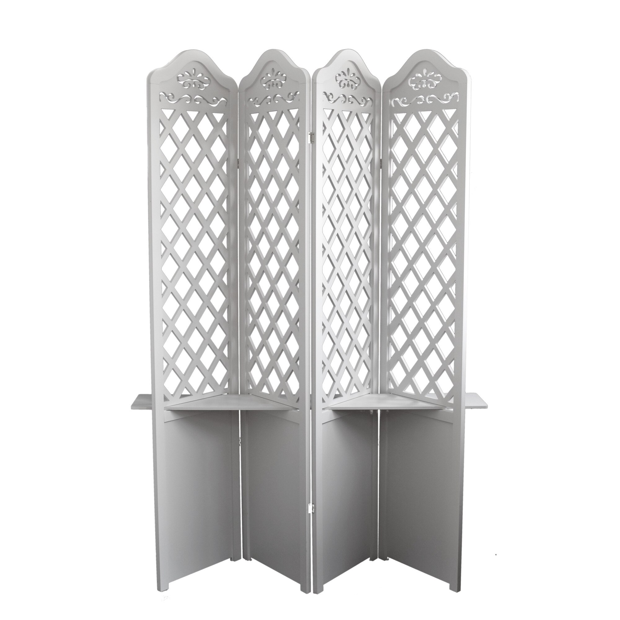 Paravan de camera cu 4 panouri si raft, Naimeed D116, culoare alb, 180 x 39 cm