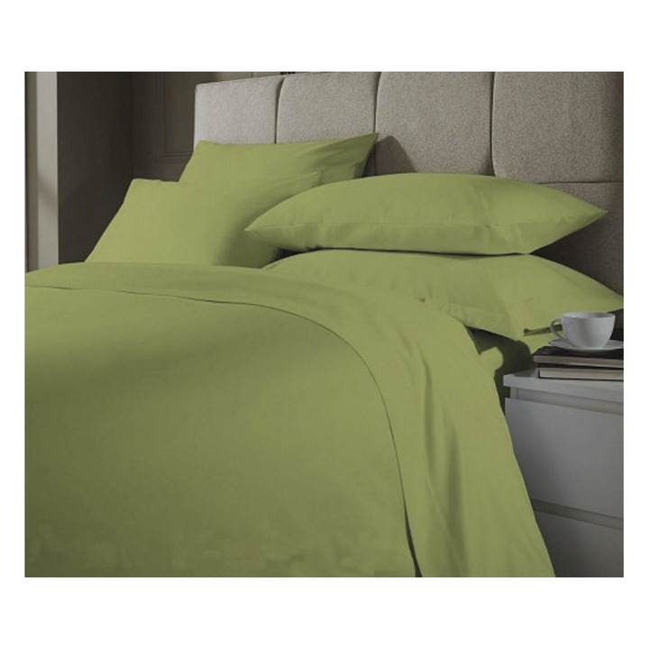 Спално бельо памук ранфорс светлозелен модел 2-ма души, 50х70 180х200, 4 части