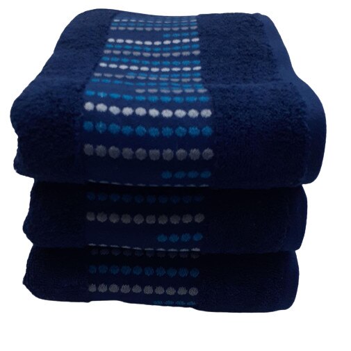 Set 3 Prosoape dots , 100 % bumbac , 70 x 140 cm , albastru