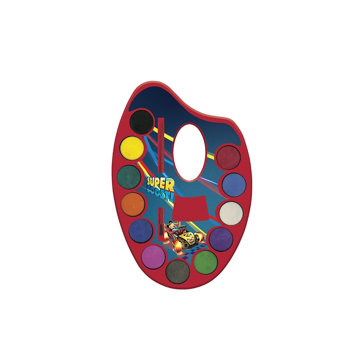 Acuarele pe paleta + pensula, 12 culori Mickey Mouse Multicolor