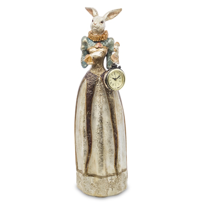 Figurina iepure cu ceas, Rossana Collection, 44x13x9.5 cm