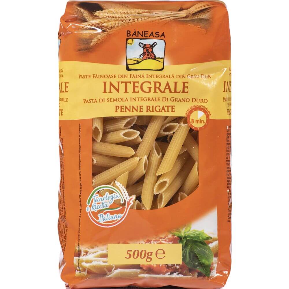 Penne Rigate Integrale Baneasa, 500 g