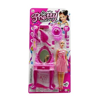 Set papusa cu accesorii,masuta de machiaj, oglinda, perie, 8 piese, 31 x 23 cm Set papusa cu accesorii,masuta de machiaj, oglinda, perie, 8 piese, 31 x 23 cm