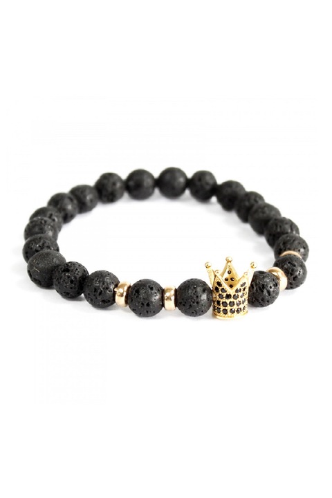 Bratara coroana cu cristale, pietre semipretioase, neagra, 19cm
