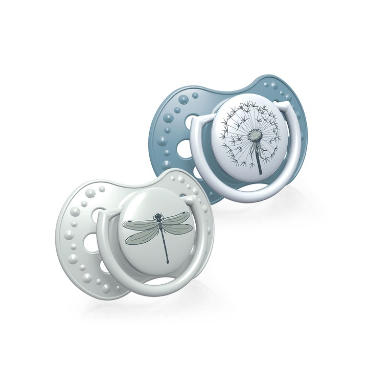 Комплект залъгалки, Lovi, Botanic, 2 броя, Силикон, Динамични, 0-3 м