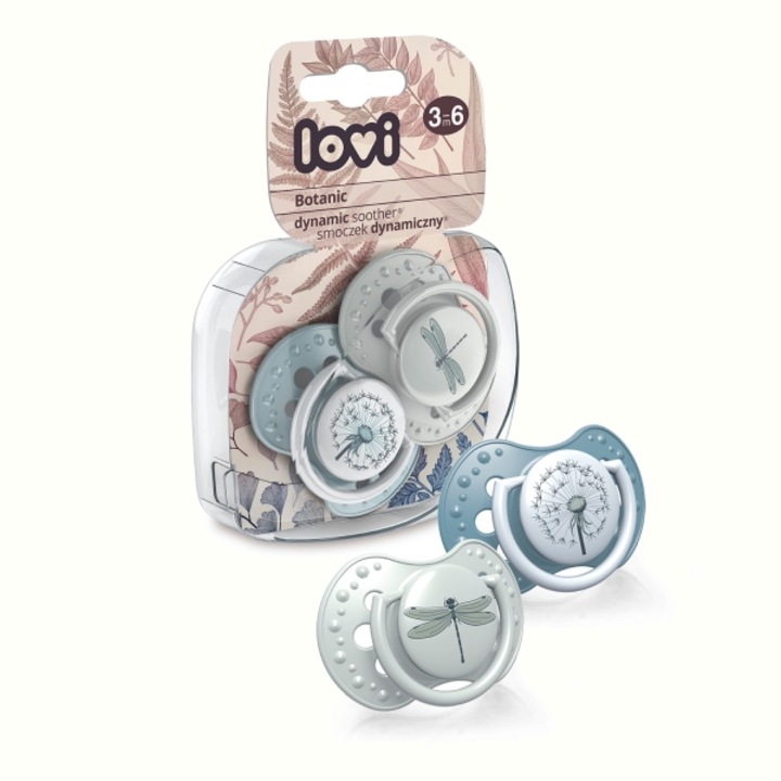 Динамичен комплект силиконова залъгалка 3-6м, Lovi, Botanic, 2 бр. 22/870 момче