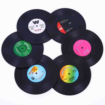 Set 6 suporturi pahare, Retro CD, Record Vinyl Coasters, 105 g, ABS/EVA, Negru Set 6 suporturi pahare, Retro CD, Record Vinyl Coasters, 105 g, ABS/EVA, Negru