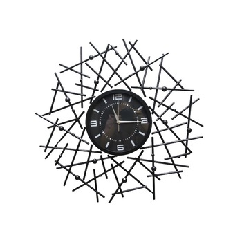 Ceas decorativ de perete rotund 60cm metal negru modern Ceas decorativ de perete rotund 60cm metal negru modern