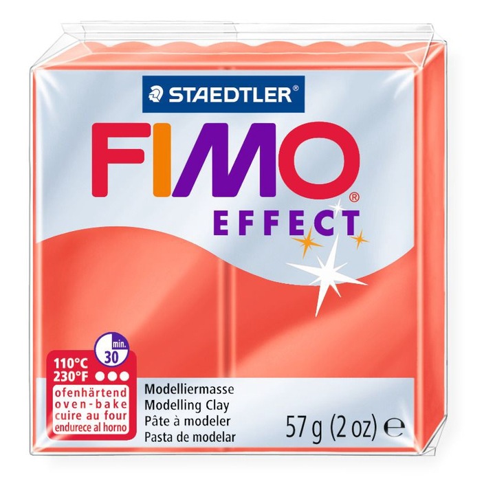 Pasta de modelaj FIMO Effect 57g Translucent Rosu translucent