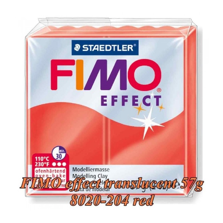 Pasta de modelaj FIMO Effect 57g Translucent Rosu translucent