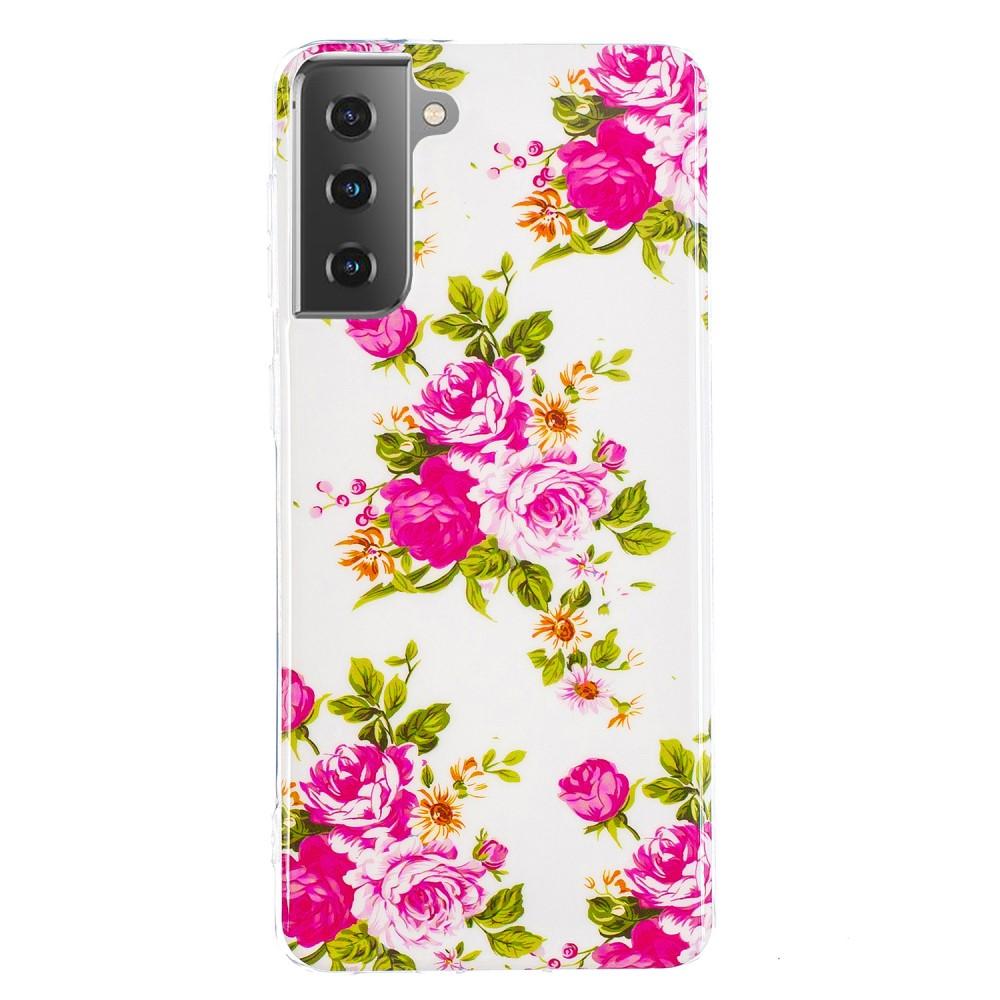 Husa silicon compatibila cu Samsung Galaxy S21 Fosforescent model Blooming Roses, Silicon, TPU Viceversa Multicolor