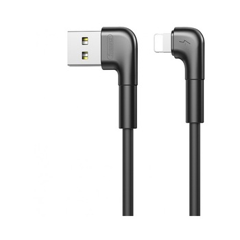 Cablu Date Incarcare Remax Tenky Compatibil Cu Dispozitive Cu Mufa Lightning, 2.1a, Capete La 90 Grade, Negru Cablu Date Incarcare Remax Tenky Compatibil Cu Dispozitive Cu Mufa Lightning, 2.1a, Capete La 90 Grade, Negru