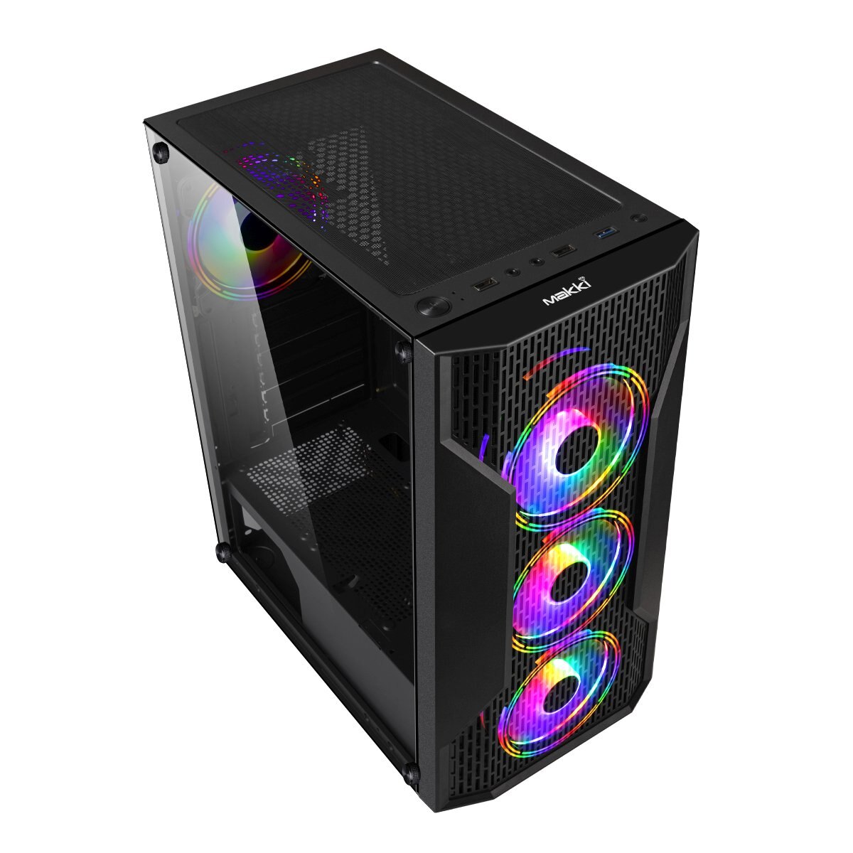 Carcasa Makki F09 RGB, Mid Tower, fara sursa, ATX, Black