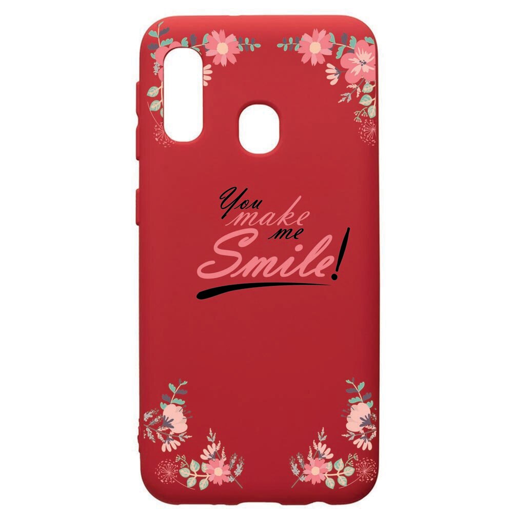 Husa de protectie Samsung Galaxy A40, Smile, silicon, cu interiorul din material textil, protectie camera, Red, PR4