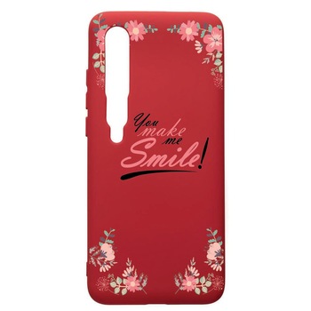 Husa de protectie Xiaomi Mi 10 / Mi 10 Pro, Smile, silicon, cu interiorul din material textil, protectie camera, Red, PR4 Husa de protectie Xiaomi Mi 10 / Mi 10 Pro, Smile, silicon, cu interiorul din material textil, protectie camera, Red, PR4