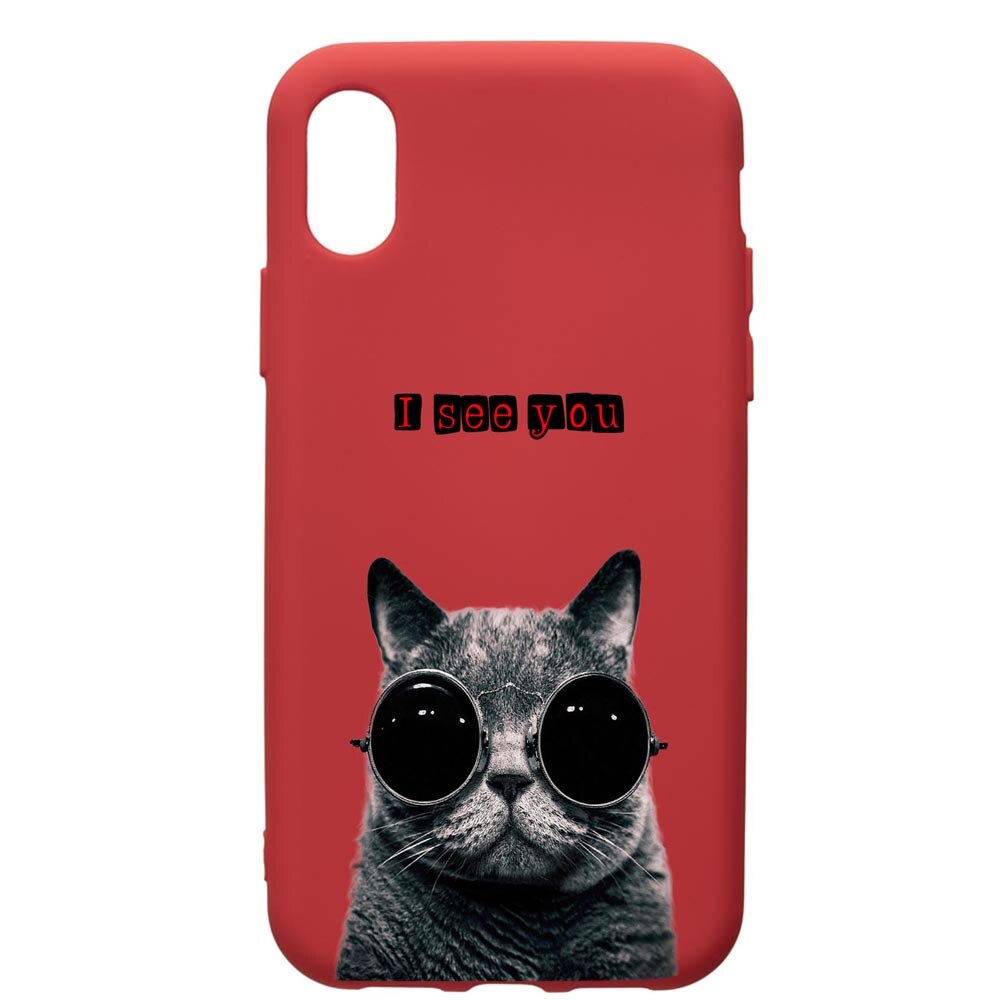 Husa de protectie Samsung Galaxy A10, I See You, silicon, cu interiorul din material textil, protectie camera, Red, PR9