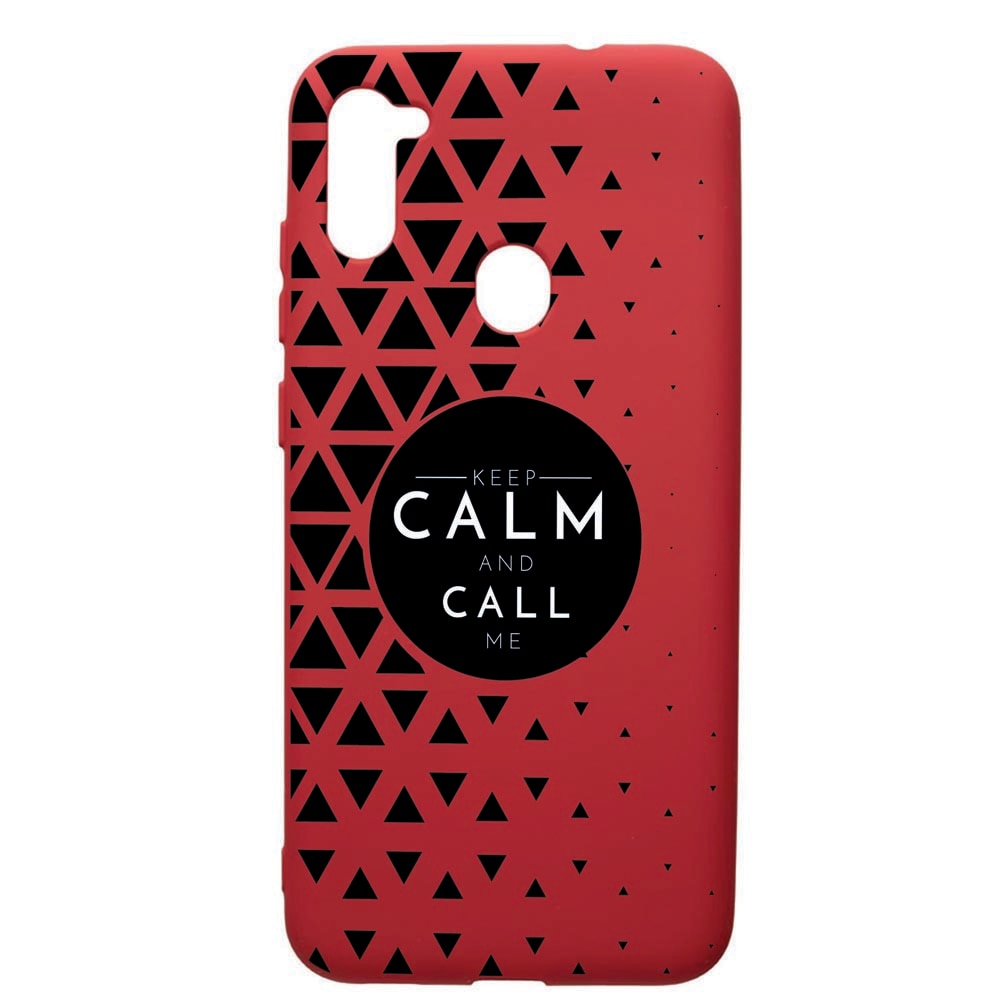 Husa de protectie Samsung Galaxy A11, Keep Calm, silicon, cu interiorul din material textil, protectie camera, Red, PR2
