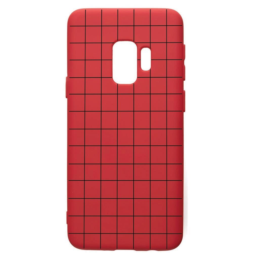 Husa de protectie Samsung Galaxy S9, Grid, silicon, cu interiorul din material textil, protectie camera, Red, PR15