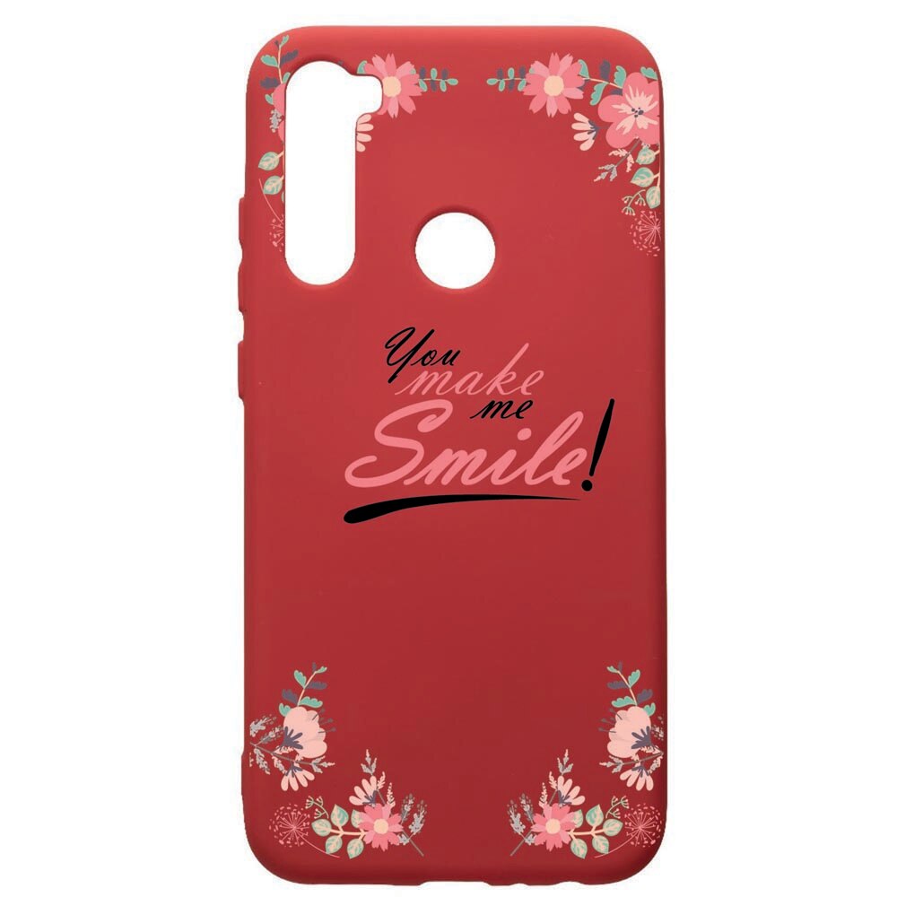 Husa de protectie Xiaomi Redmi Note 8, Smile, silicon, cu interiorul din material textil, protectie camera, Red, PR4