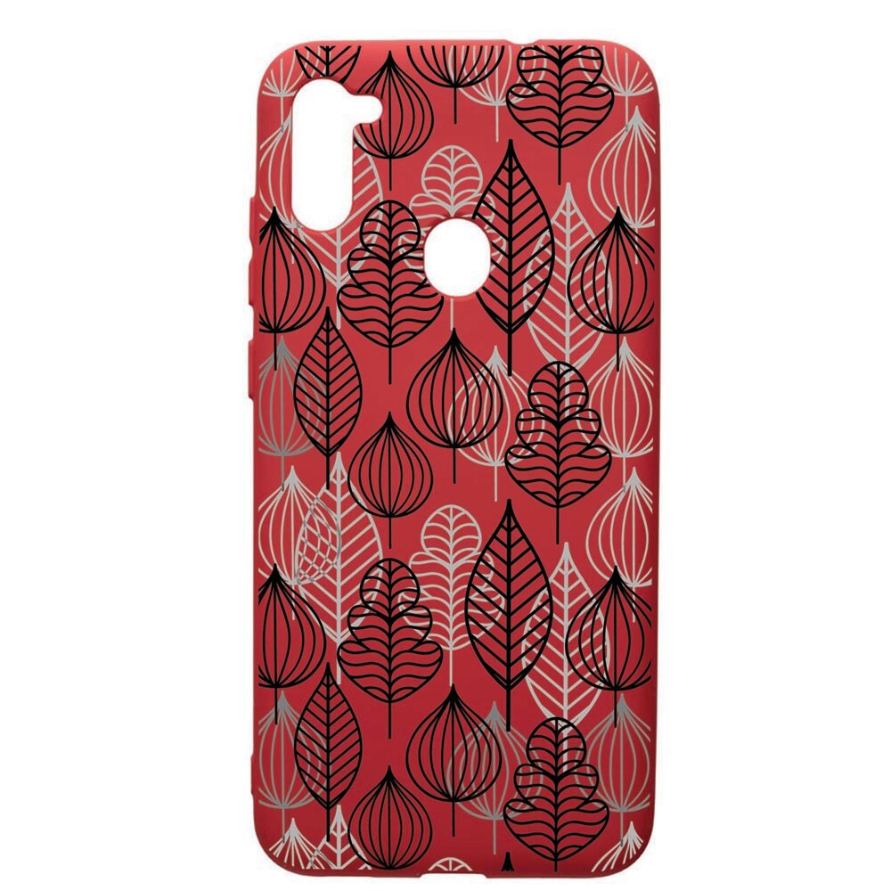 Husa de protectie Samsung Galaxy A11, Autumn, silicon, cu interiorul din material textil, protectie camera, Red, PR10