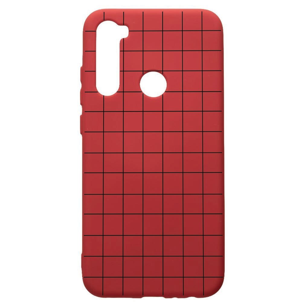 Husa de protectie Xiaomi Redmi Note 8, Grid, silicon, cu interiorul din material textil, protectie camera, Red, PR15