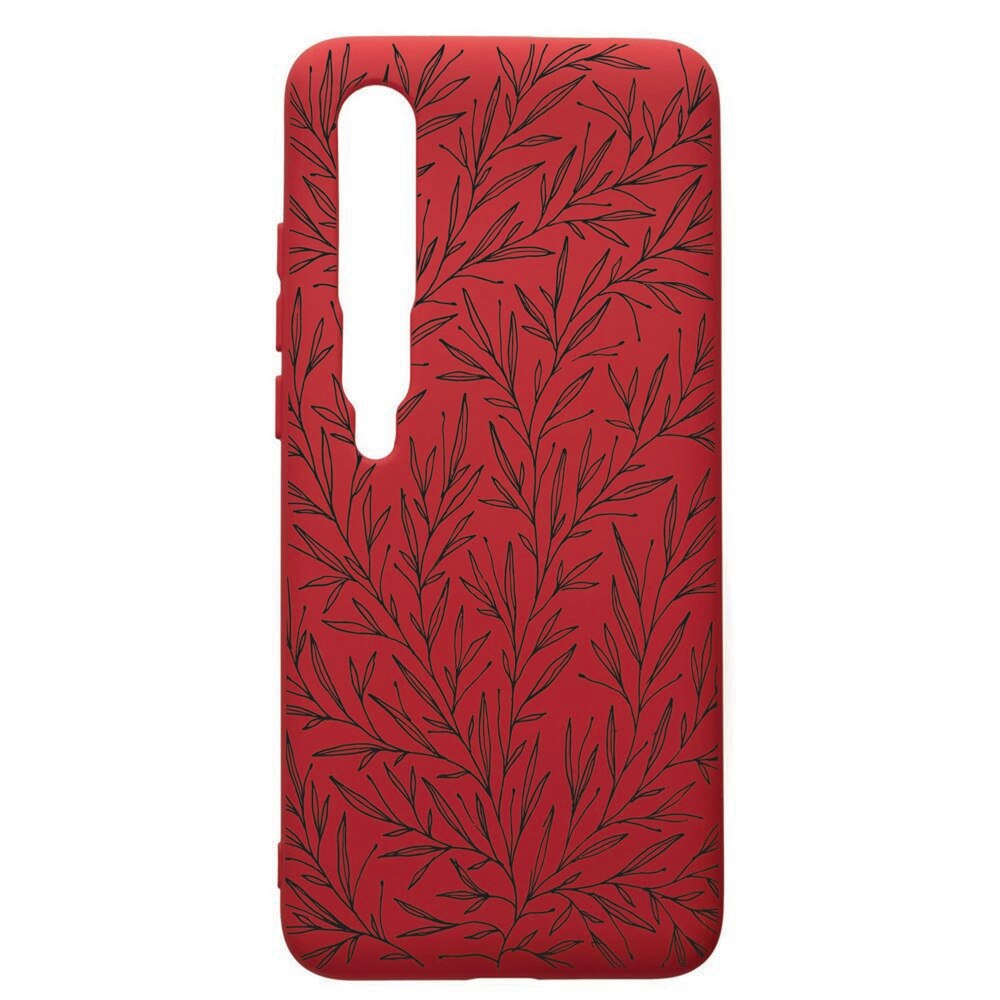 Husa de protectie Xiaomi Mi 10 / Mi 10 Pro, Leaf, silicon, cu interiorul din material textil, protectie camera, Red, PR17