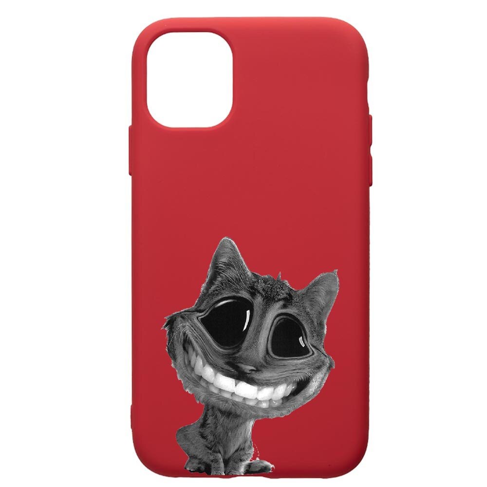 Husa de protectie Samsung Galaxy A41, Crazy Cat, silicon, cu interiorul din material textil, protectie camera, Red, PR20