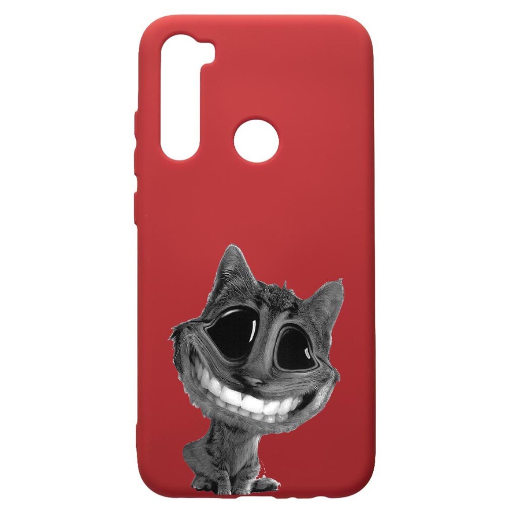 Husa de protectie Xiaomi Redmi Note 8, Crazy Cat, silicon, cu interiorul din material textil, protectie camera, Red, PR20