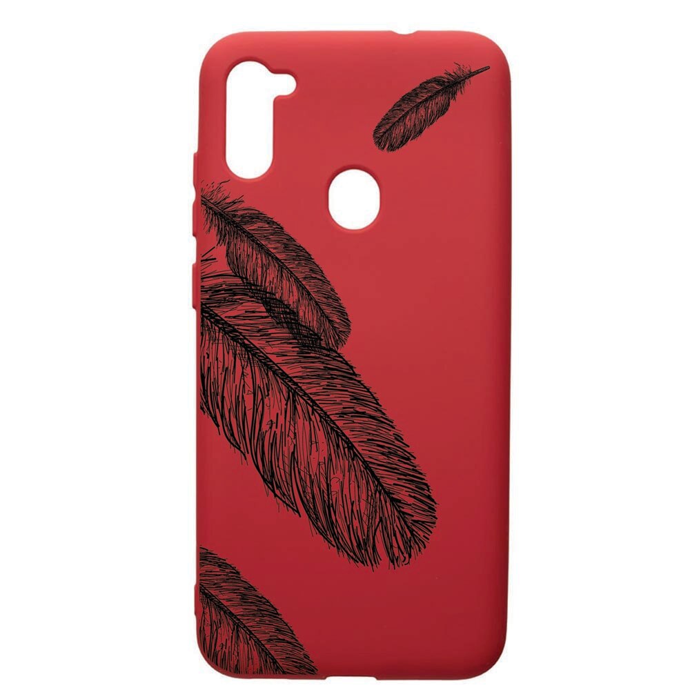 Husa de protectie Samsung Galaxy A11, Feather BW, silicon, cu interiorul din material textil, protectie camera, Red, PR18
