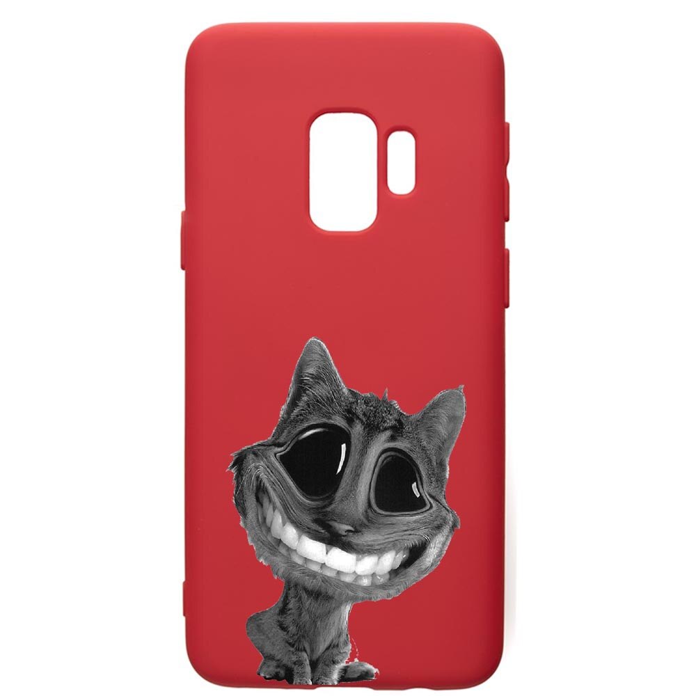 Husa de protectie Samsung Galaxy S9, Crazy Cat, silicon, cu interiorul din material textil, protectie camera, Red, PR20