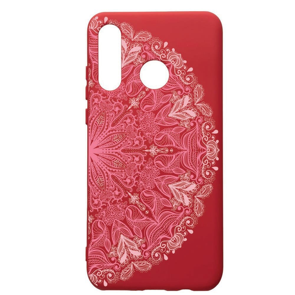 Husa de protectie Huawei P30 Lite, Lace Pink, silicon, cu interiorul din material textil, protectie camera, Red, PR21