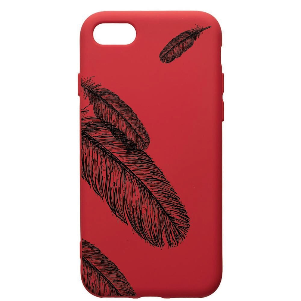 Husa de protectie Apple iPhone SE 2 / iPhone 8 / iPhone 7, Feather BW, silicon, cu interiorul din material textil, protectie camera, Red, PR18