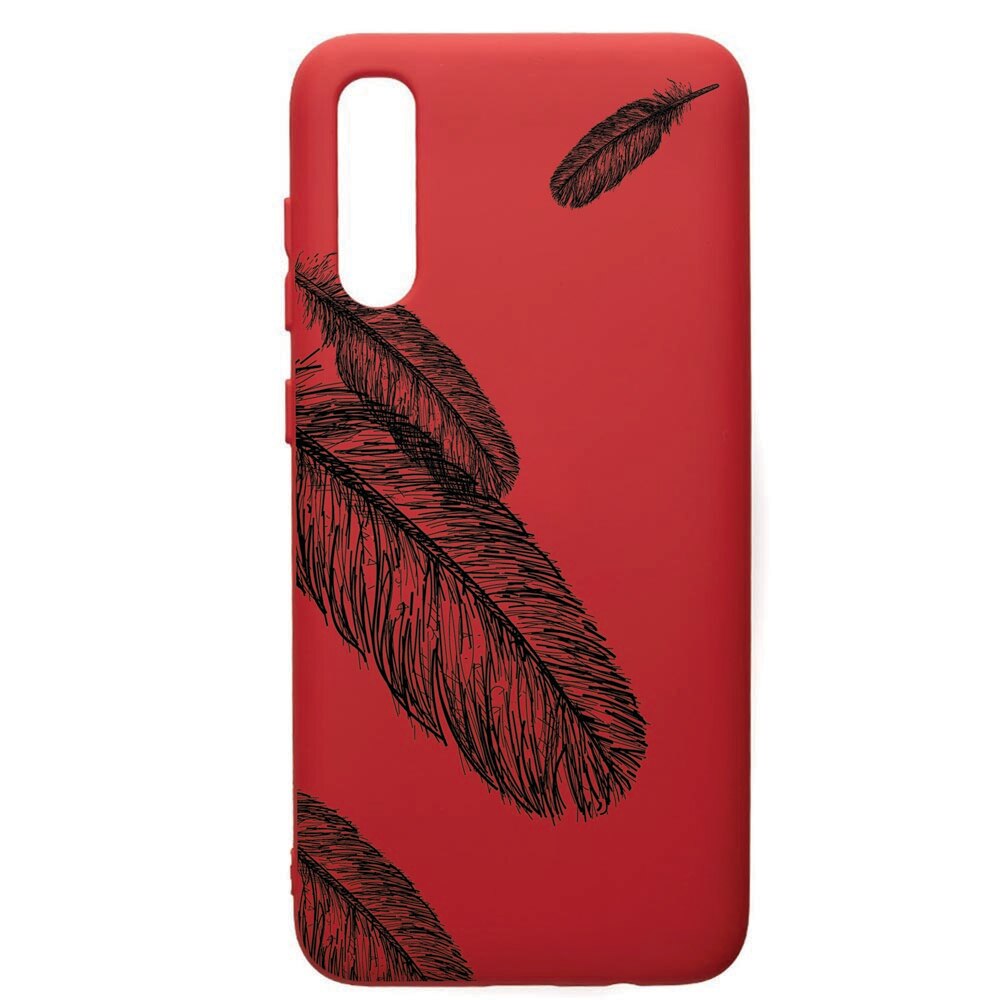 Husa de protectie Samsung Galaxy A70, Feather BW, silicon, cu interiorul din material textil, protectie camera, Red, PR18