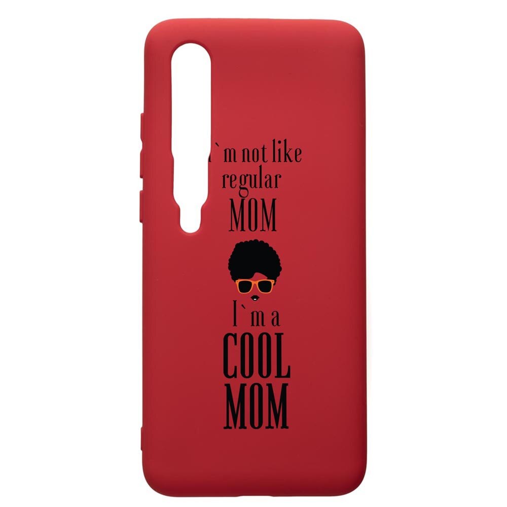Husa de protectie Xiaomi Mi 10 / Mi 10 Pro, Cool Mom, silicon, cu interiorul din material textil, protectie camera, Red, PR19