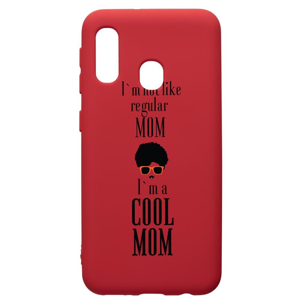 Husa de protectie Samsung Galaxy A20E, Cool Mom, silicon, cu interiorul din material textil, protectie camera, Red, PR19
