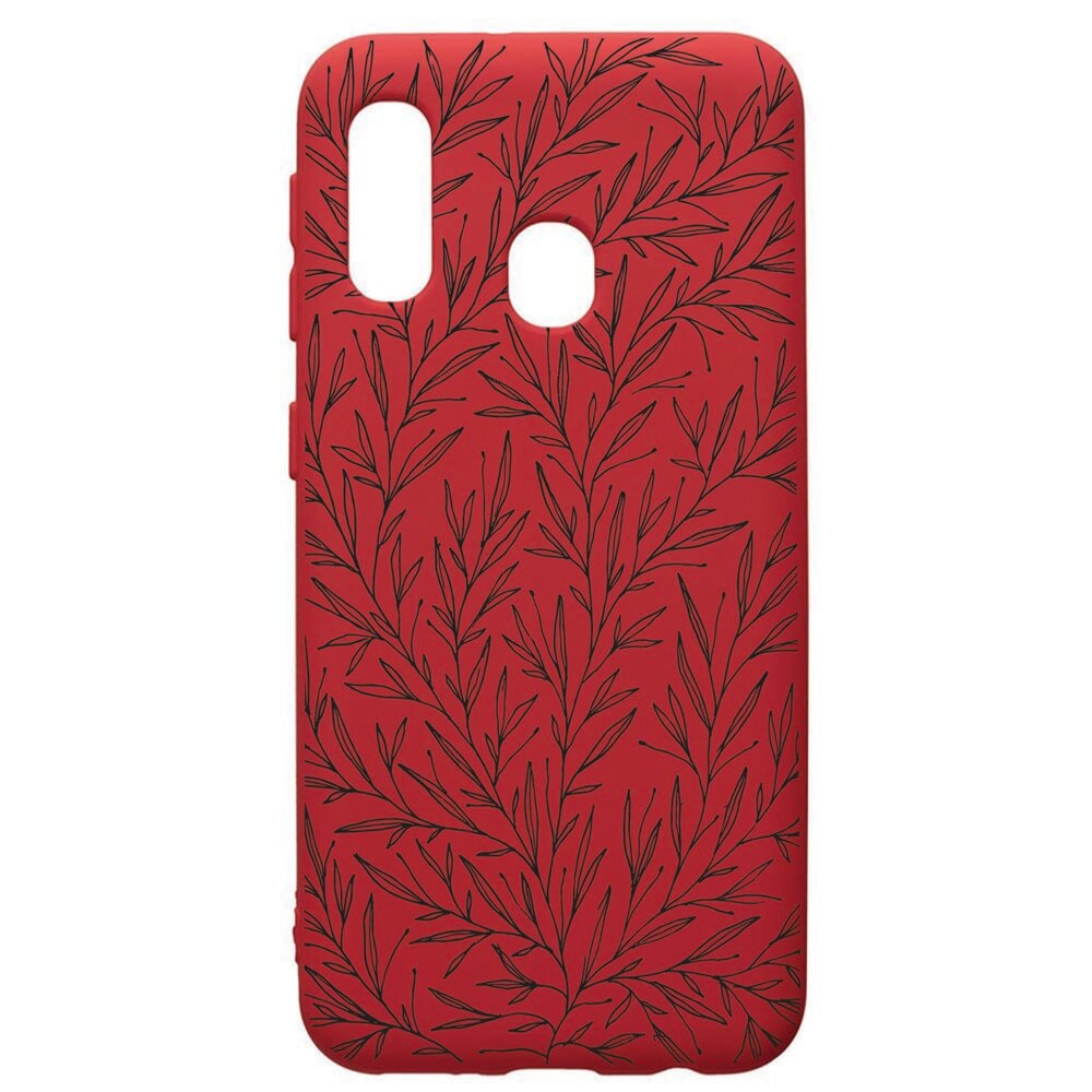 Husa de protectie Samsung Galaxy A40, Leaf, silicon, cu interiorul din material textil, protectie camera, Red, PR17
