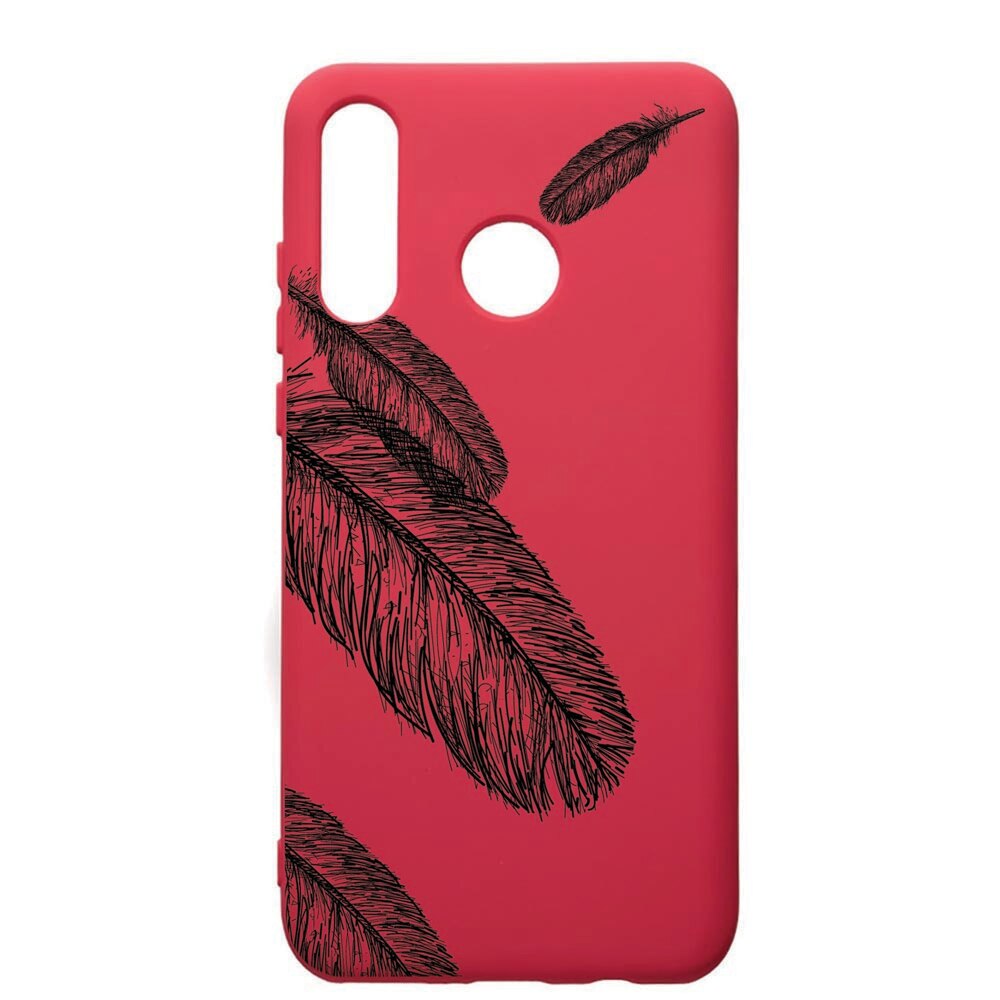 Husa de protectie Huawei P30 Lite, Feather BW, silicon, cu interiorul din material textil, protectie camera, Maroon, PM18