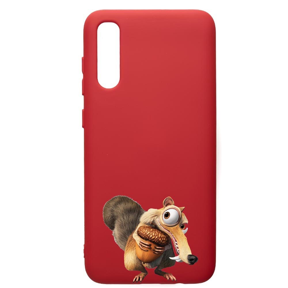 Husa de protectie Samsung Galaxy A50, Ice Age Nutty, silicon, cu interiorul din material textil, protectie camera, Red, PR23