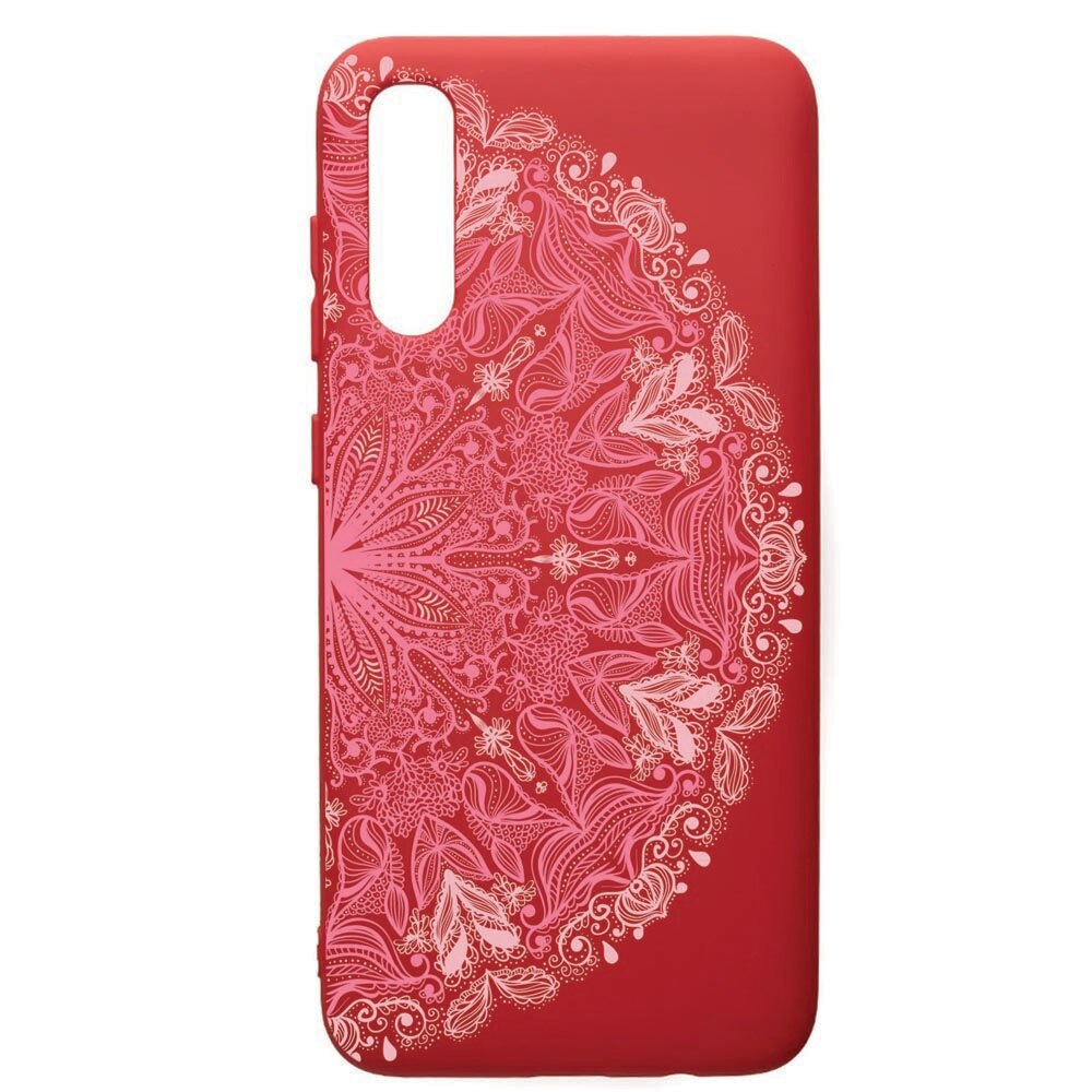 Husa de protectie Samsung Galaxy A50, Lace Pink, silicon, cu interiorul din material textil, protectie camera, Red, PR21