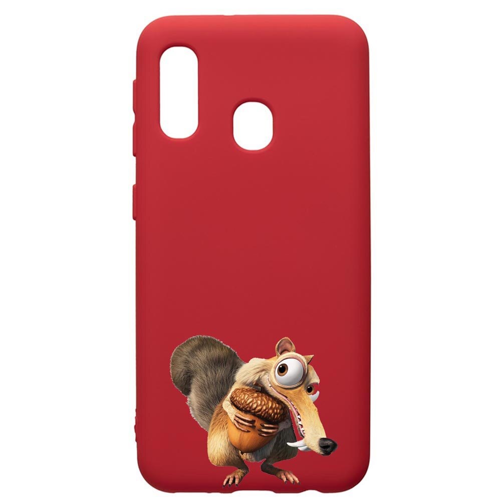 Husa de protectie Samsung Galaxy A20E, Ice Age Nutty, silicon, cu interiorul din material textil, protectie camera, Red, PR23