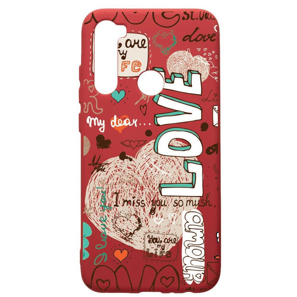 Husa de protectie Xiaomi Redmi Note 8, Love February, silicon, cu interiorul din material textil, protectie camera, Red, PR25