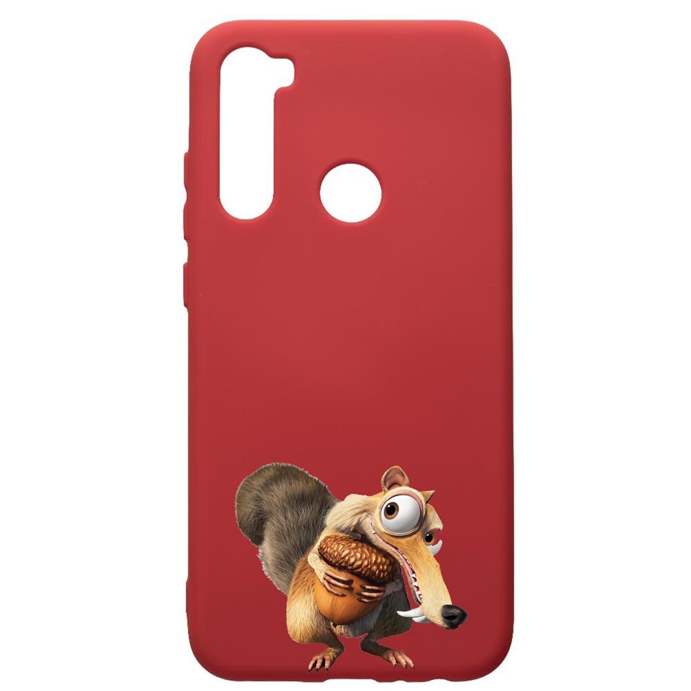 Husa de protectie Xiaomi Redmi Note 8, Ice Age Nutty, silicon, cu interiorul din material textil, protectie camera, Red, PR23