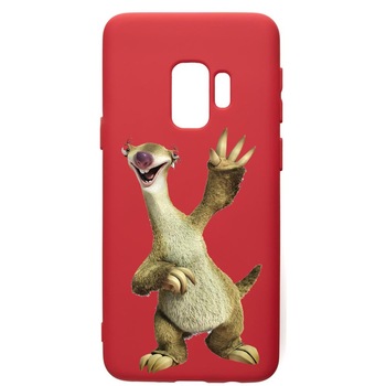 Husa de protectie Samsung Galaxy S9, Ice Age Sid, silicon, cu interiorul din material textil, protectie camera, Red, PR24 Husa de protectie Samsung Galaxy S9, Ice Age Sid, silicon, cu interiorul din material textil, protectie camera, Red, PR24