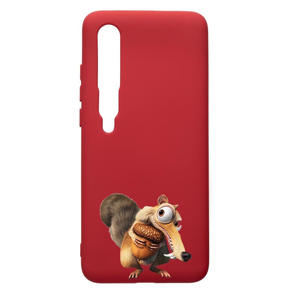 Husa de protectie Xiaomi Mi 10 / Mi 10 Pro, Ice Age Nutty, silicon, cu interiorul din material textil, protectie camera, Red, PR23