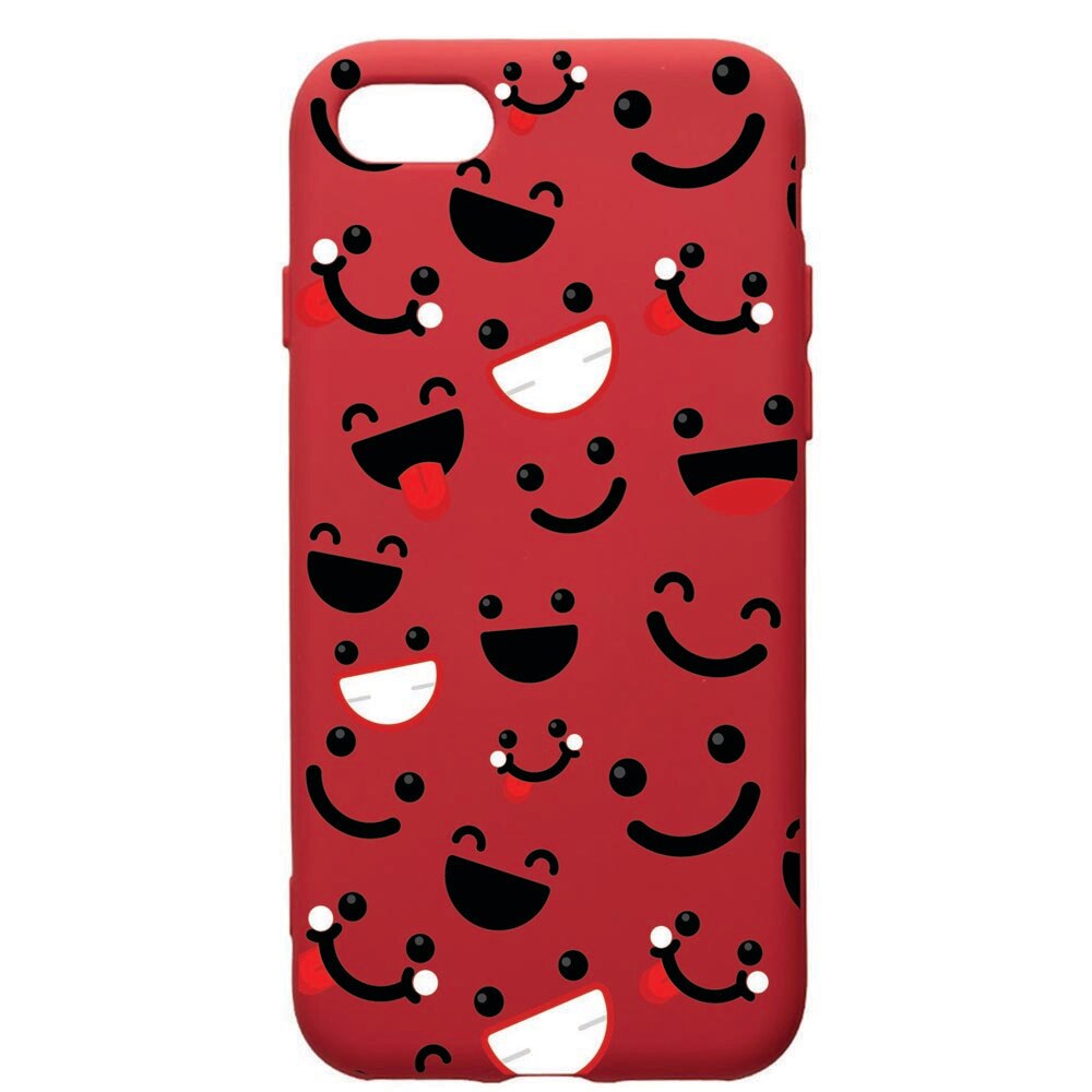 Husa de protectie Apple iPhone 8 Plus / iPhone 7 Plus, Emotions, silicon, cu interiorul din material textil, protectie camera, Red, PR32