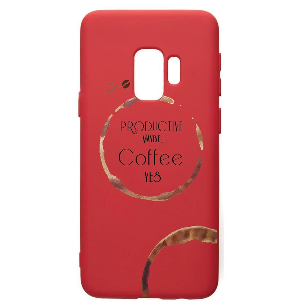 Husa de protectie Samsung Galaxy S9, Coffee, silicon, cu interiorul din material textil, protectie camera, Red, PR33