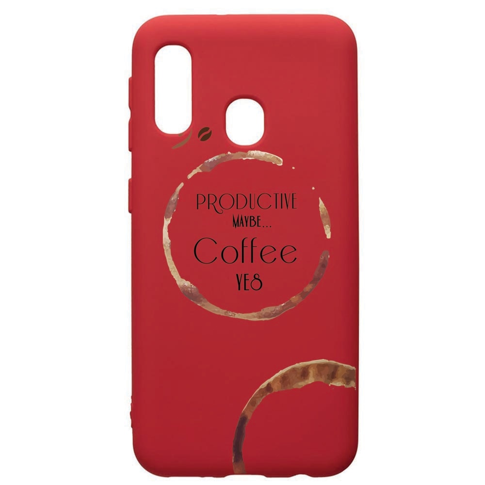Husa de protectie Samsung Galaxy A40, Coffee, silicon, cu interiorul din material textil, protectie camera, Red, PR33