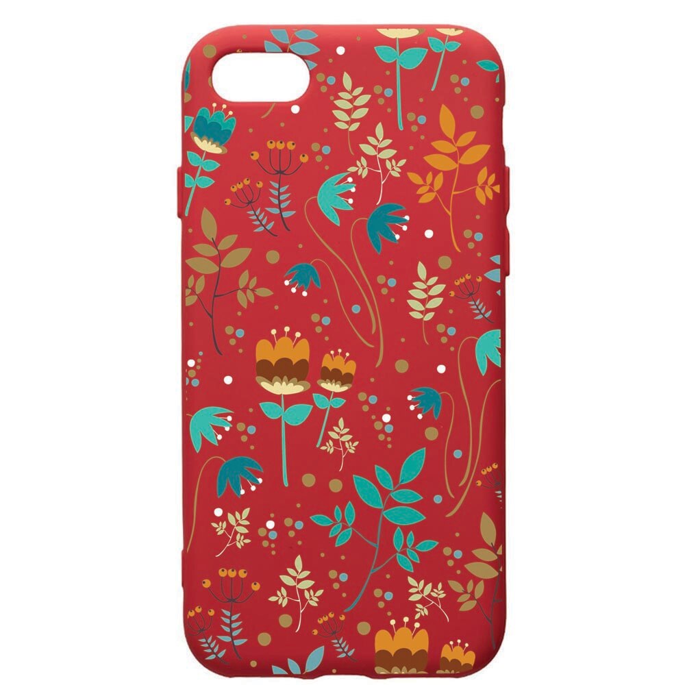 Husa de protectie Apple iPhone 8 Plus / iPhone 7 Plus, Spring, silicon, cu interiorul din material textil, protectie camera, Red, PR28